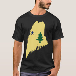 Flagge Maine 1901 bis 1909 auf Karte Maine T-Shirt