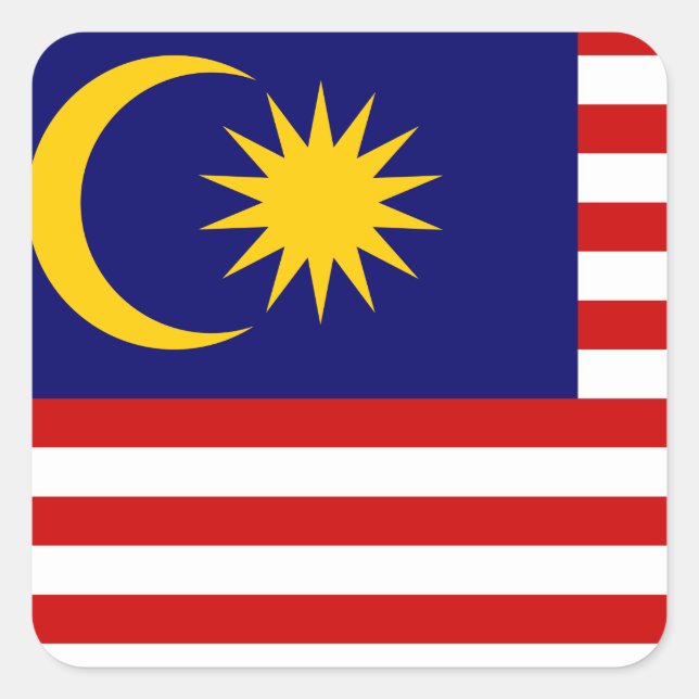 Flagge Malaysias Quadratischer Aufkleber (Vorderseite)