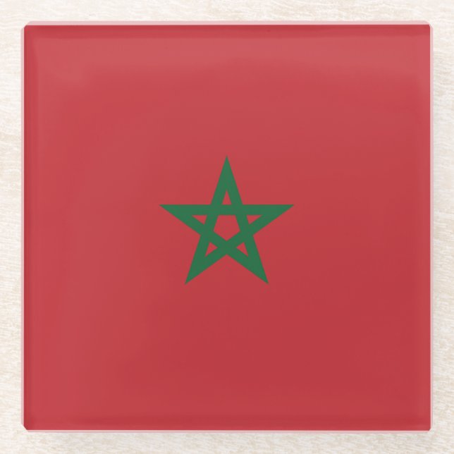 Flagge Marokko Glasuntersetzer (Vorderseite)