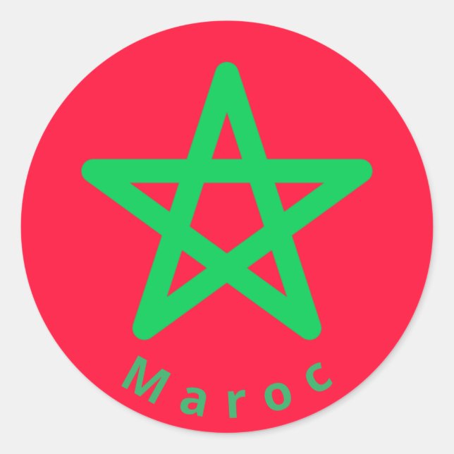 Flagge Marokkos Klassischer Rundaufkleber Runder Aufkleber (Vorderseite)