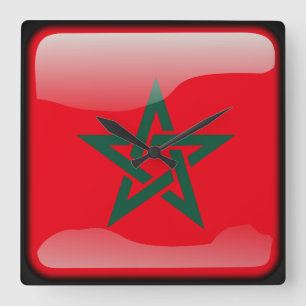 Flagge Marokkos Quadratische Wanduhr