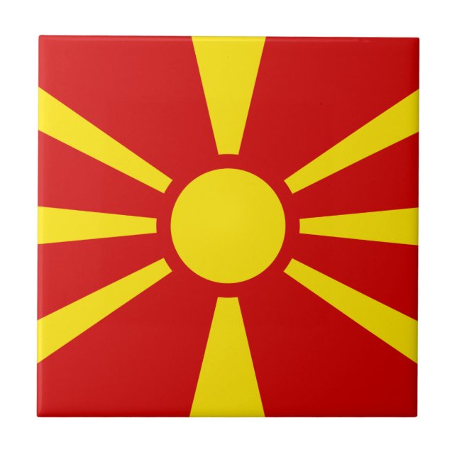 Flagge Mazedoniens Keramik Tile Fliese (Vorderseite)