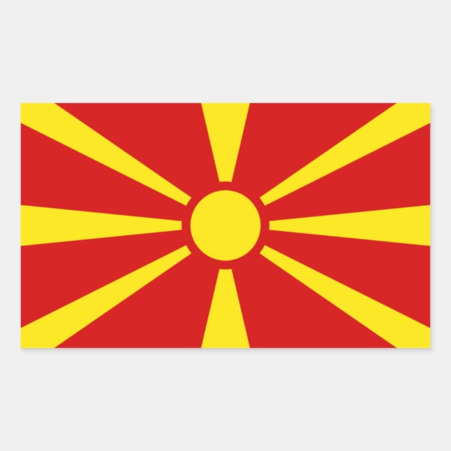 Flagge Mazedoniens Rechteckiger Aufkleber (Vorderseite)