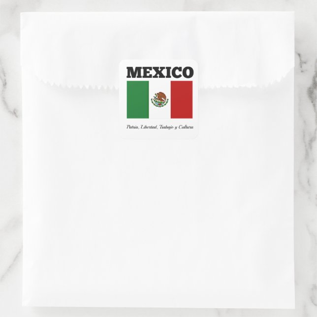 Flagge Mexikos, gekennzeichnet Quadratischer Aufkleber (Tasche)