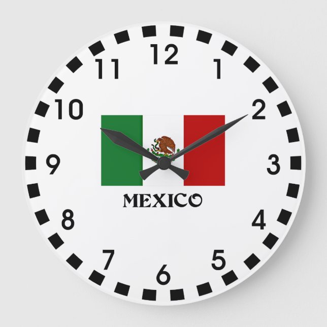 Flagge Mexikos Große Wanduhr (Vorderseite)