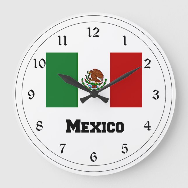 Flagge Mexikos Große Wanduhr (Vorderseite)