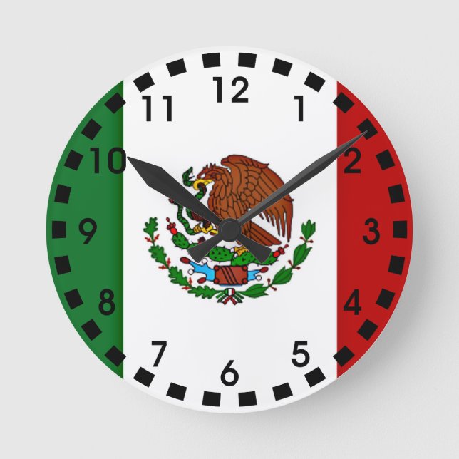 Flagge Mexikos Runde Wanduhr (Vorderseite)