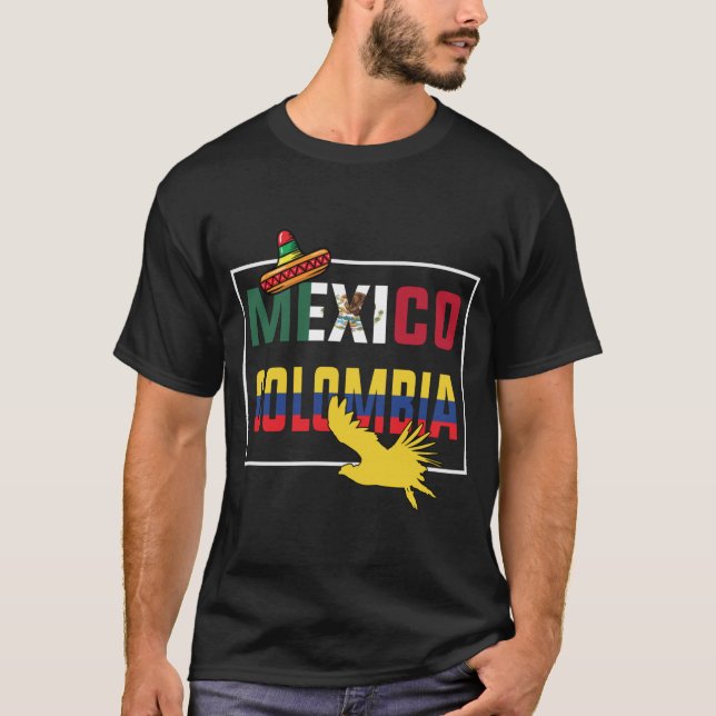 Flagge Mexikos und Kolumbiens T-Shirt (Vorderseite)