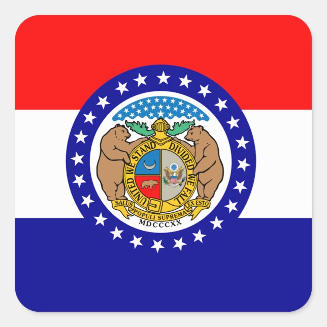Flagge Missouri Quadratischer Aufkleber (Vorderseite)