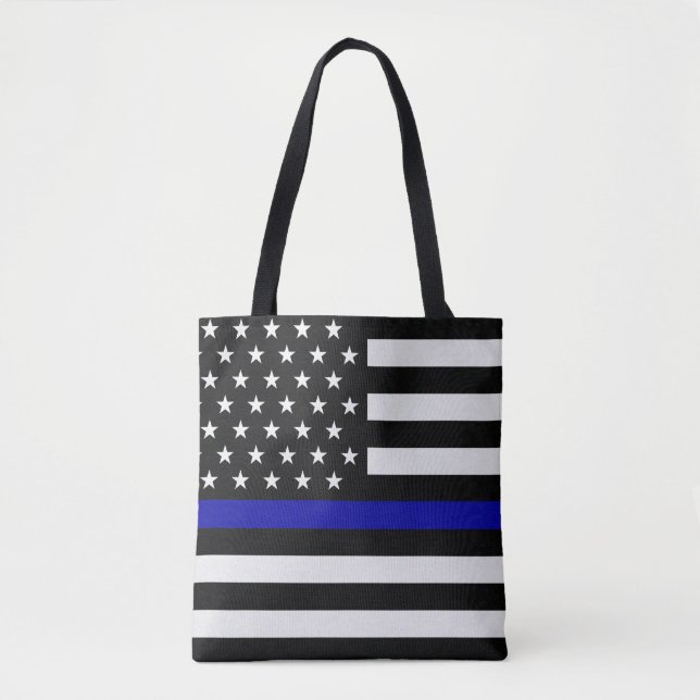 Flagge mit der blauen/grauen Linie Tasche (Vorderseite)