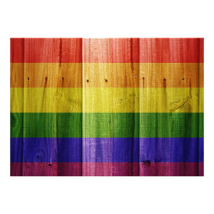 Flagge mit hölzernem Regenbogen Fotodruck