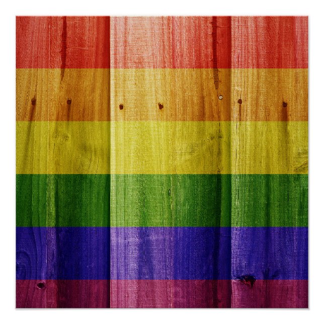 Flagge mit hölzernem Regenbogen Poster (Vorderseite)