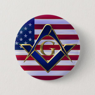 Flagge mit Quadrat und Kompasssen Button