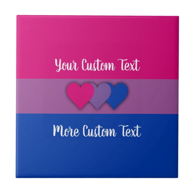 Flagge mit Text für Bisexualität Fliese (Vorderseite)