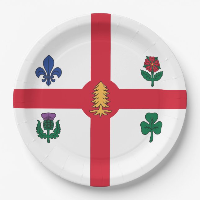 Flagge Montreals (Quebec, Kanada) Pappteller (Vorderseite)