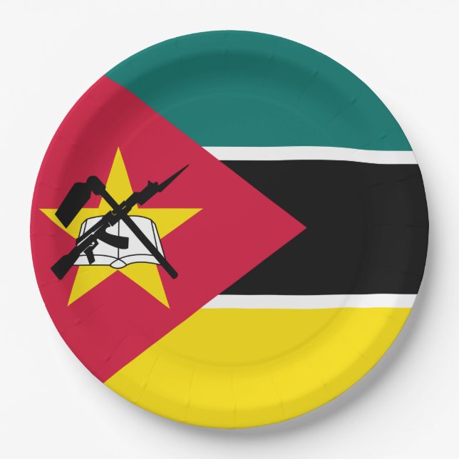 Flagge Mosambiks (Nationalflagge) (Afrika) Pappteller (Vorderseite)