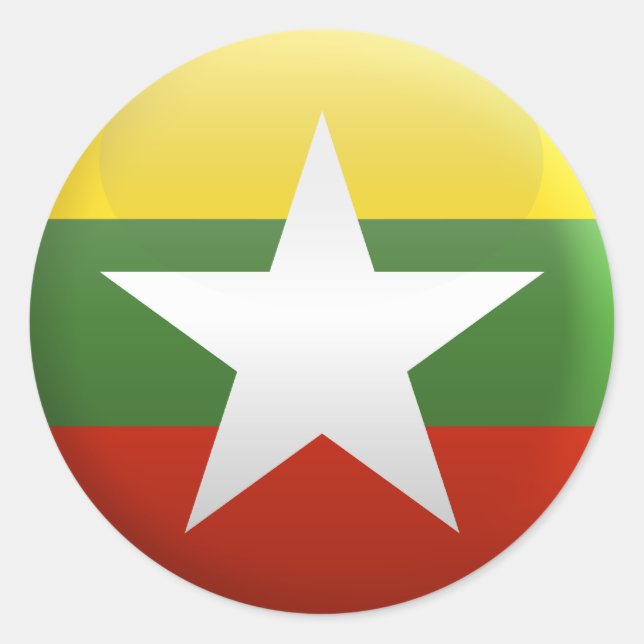 Flagge Myanmars Runder Aufkleber (Vorderseite)