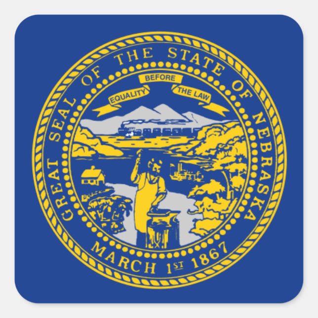 Flagge Nebraskas Quadratischer Aufkleber (Vorderseite)