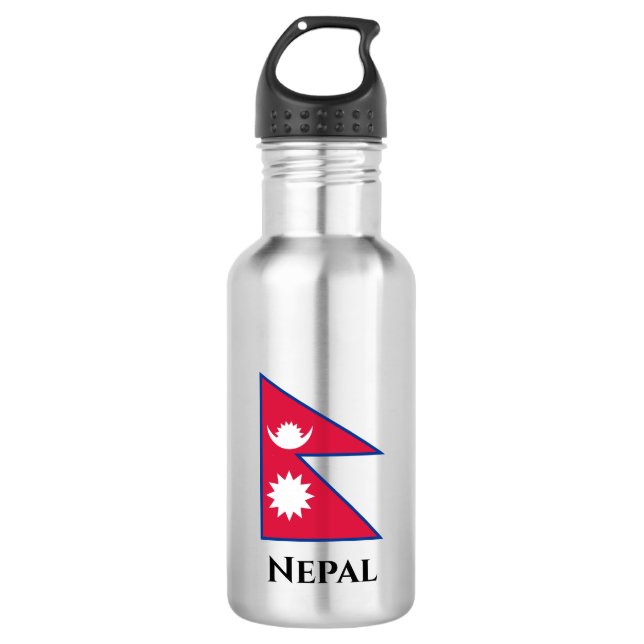Flagge Nepals (Nepalesen) Edelstahlflasche (Vorderseite)