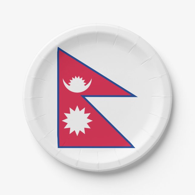 Flagge Nepals (Nepalesen) Pappteller (Vorderseite)