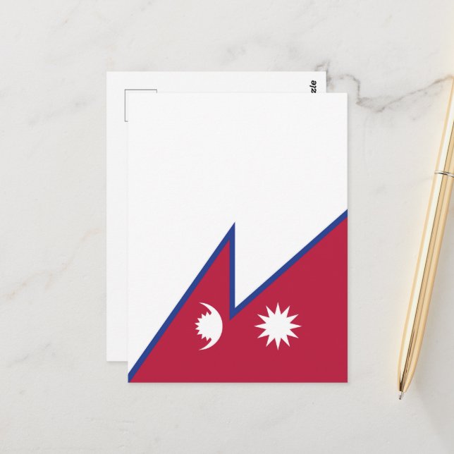 Flagge Nepals Postkarte (Vorderseite/Rückseite Beispiel)