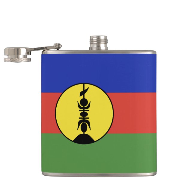 Flagge Neukaledoniens Flachmann (Geöffnet)