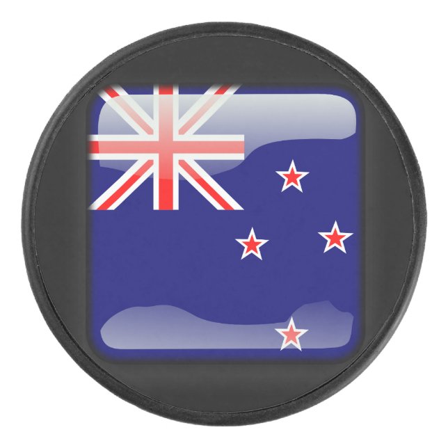 Flagge Neuseelands Eishockey Puck (Vorderseite)
