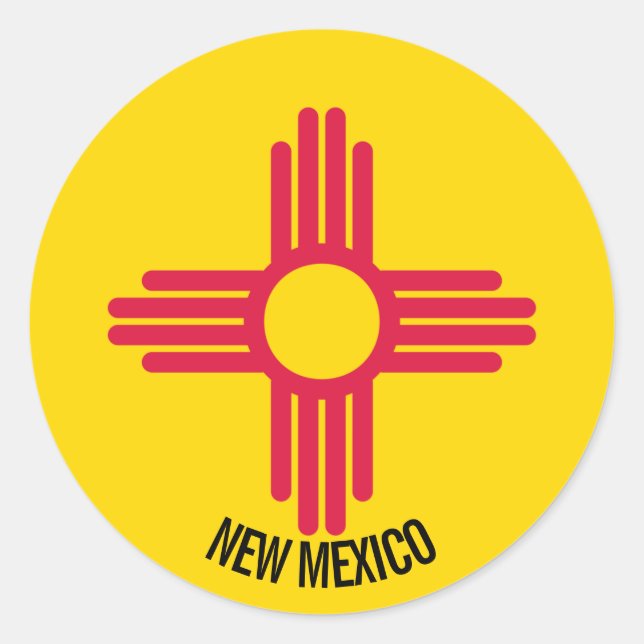 Flagge New Mexico Runder Aufkleber (Vorderseite)