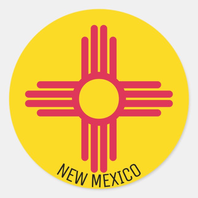 Flagge New Mexico Runder Aufkleber (Vorderseite)