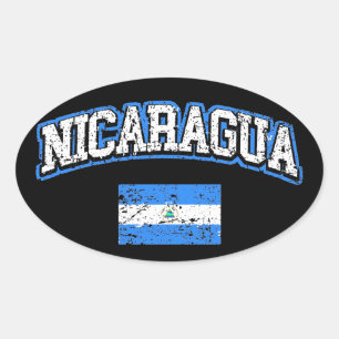 Flagge Nicaraguas Ovaler Aufkleber