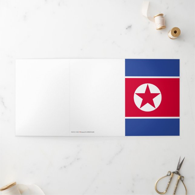 Flagge Nordkoreas Dreifach Gefaltete Karte (Außenbereich)