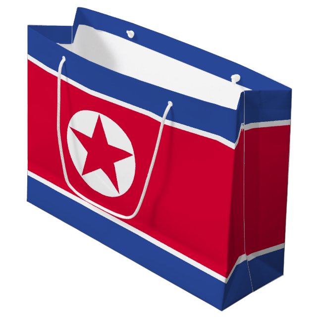 Flagge Nordkoreas Große Geschenktüte (Vorderseite Schrägansicht)
