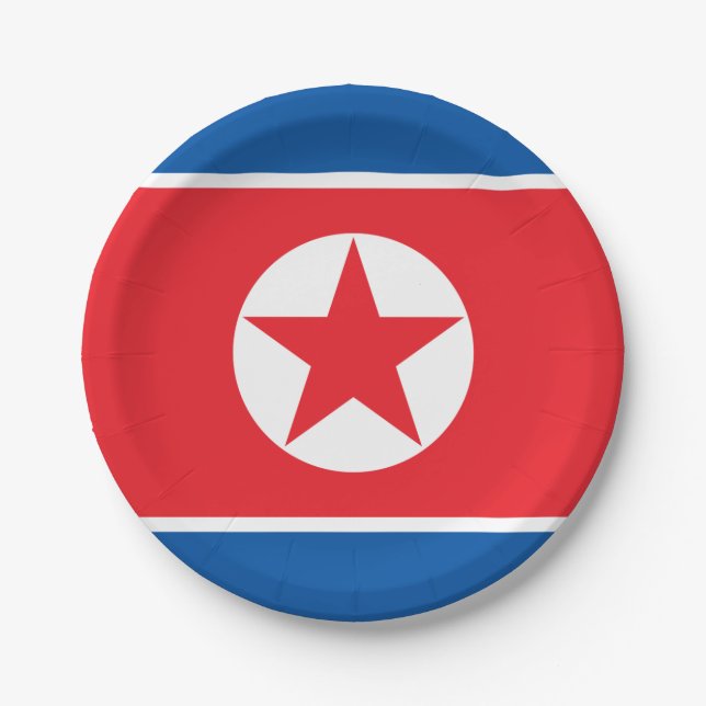 Flagge Nordkoreas Pappteller (Vorderseite)
