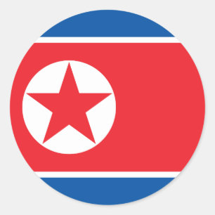 Flagge Nordkoreas Runder Aufkleber