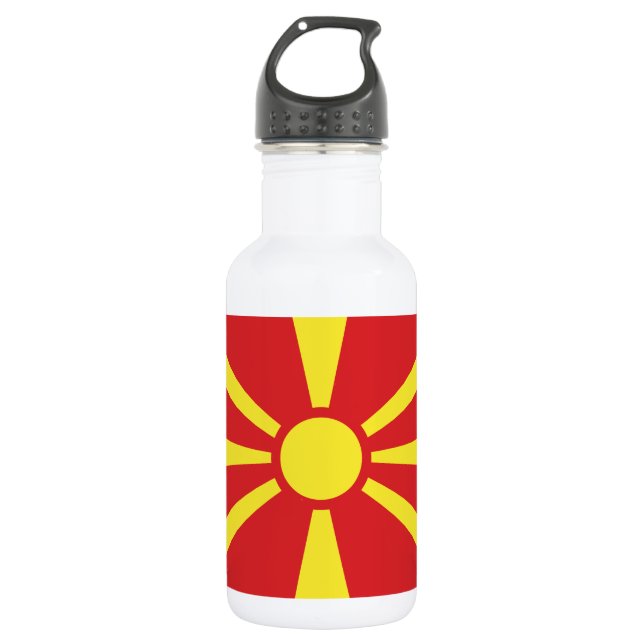 Flagge Nordmakedonien Edelstahlflasche (Vorderseite)