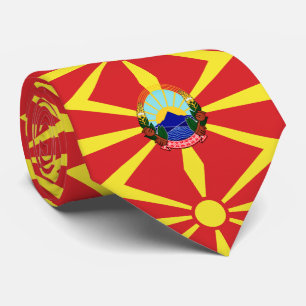 Flagge Nordmakedonien (Einzelheiten des Emblems) Krawatte
