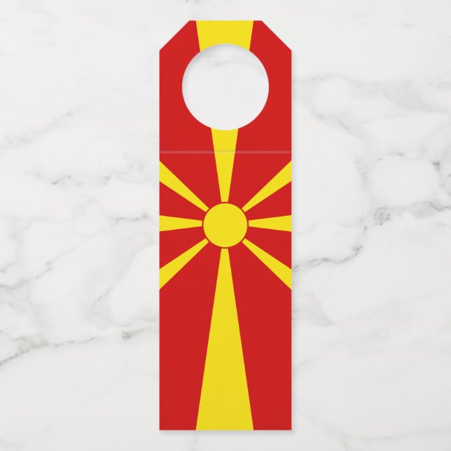 Flagge Nordmakedonien Flaschenanhänger (Vorderseite)
