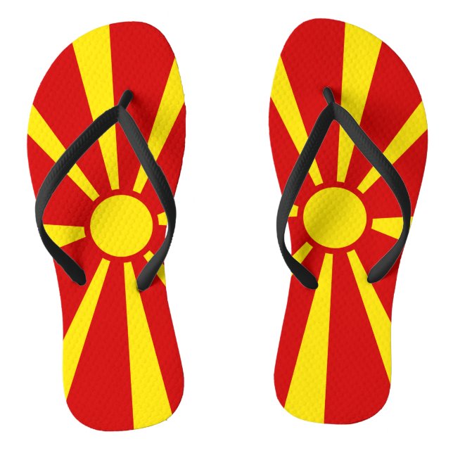 Flagge Nordmakedonien Flip Flops (Fußbett)