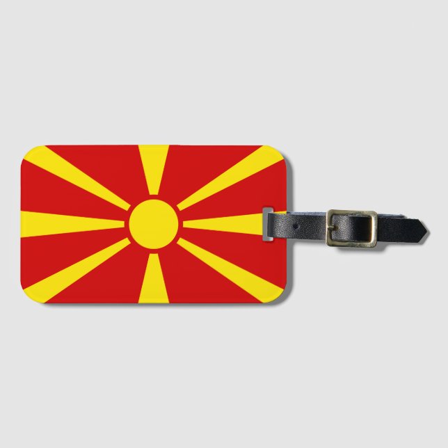 Flagge Nordmakedonien Gepäckanhänger (Vorderseite (Horizontal))