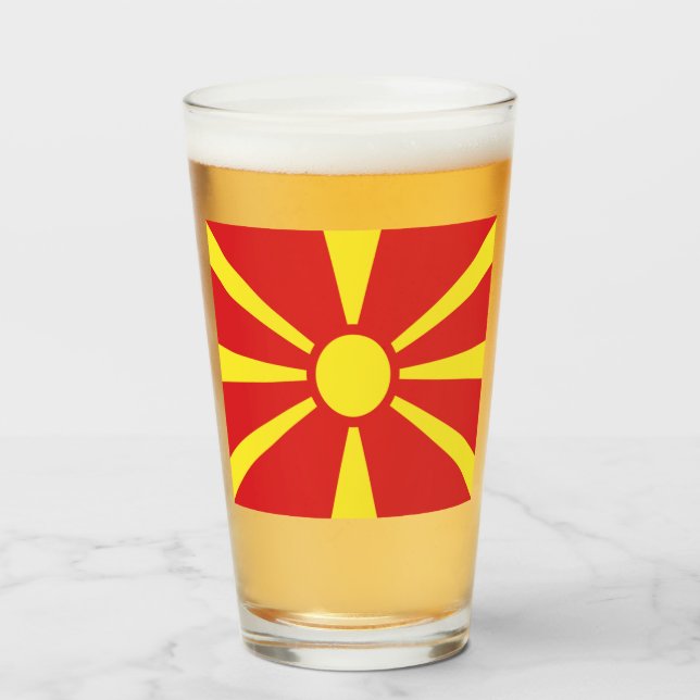 Flagge Nordmakedonien Glas (Vorne (Gefüllt))