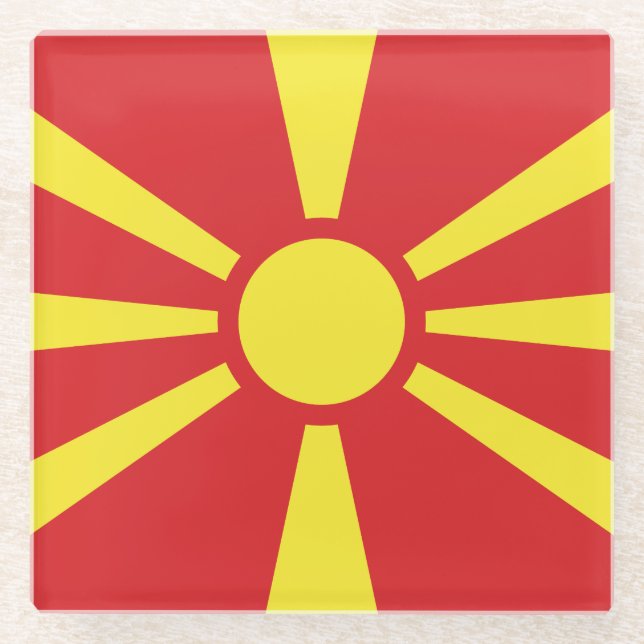 Flagge Nordmakedonien Glasuntersetzer (Vorderseite)