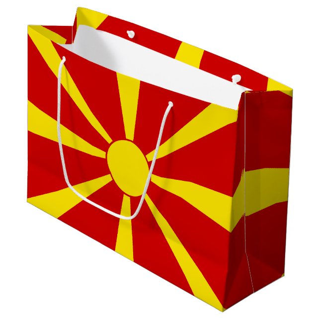 Flagge Nordmakedonien Große Geschenktüte (Vorderseite Schrägansicht)