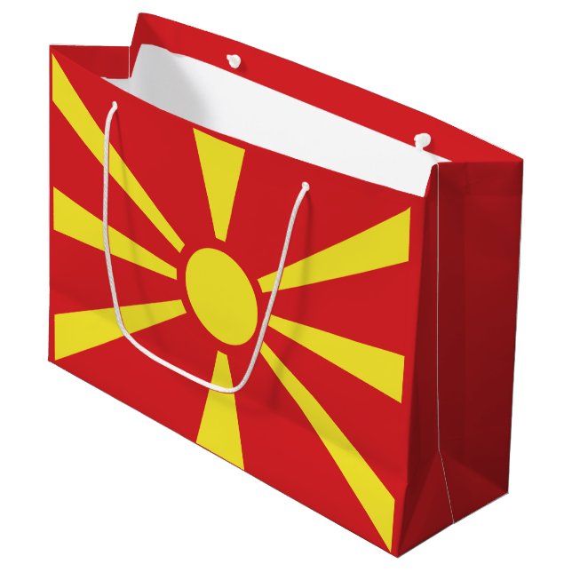 Flagge Nordmakedonien Große Geschenktüte (Vorderseite Schrägansicht)