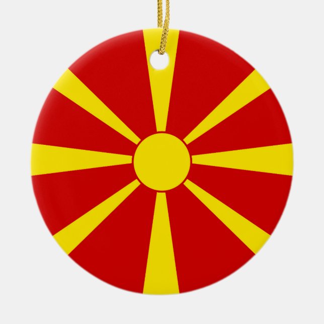 Flagge Nordmakedonien Keramik Ornament (Vorne)