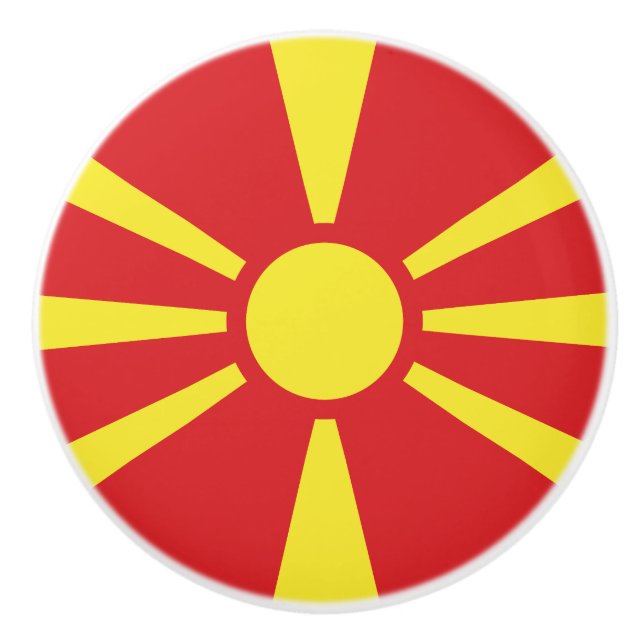 Flagge Nordmakedonien Keramikknauf (Vorderseite)
