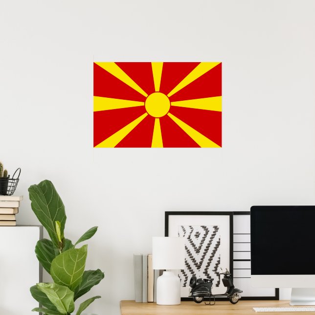 Flagge Nordmakedonien Poster (Heimbüro)