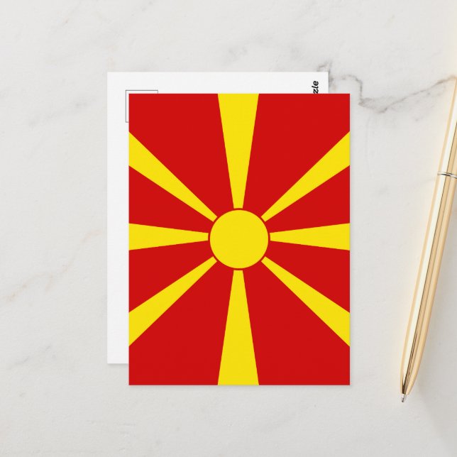 Flagge Nordmakedonien Postkarte (Vorderseite/Rückseite Beispiel)