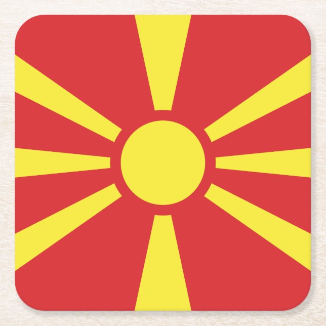 Flagge Nordmakedonien Rechteckiger Pappuntersetzer (Vorderseite)