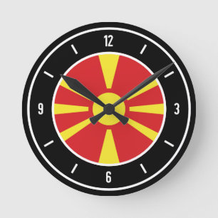 Flagge Nordmakedonien Runde Wanduhr