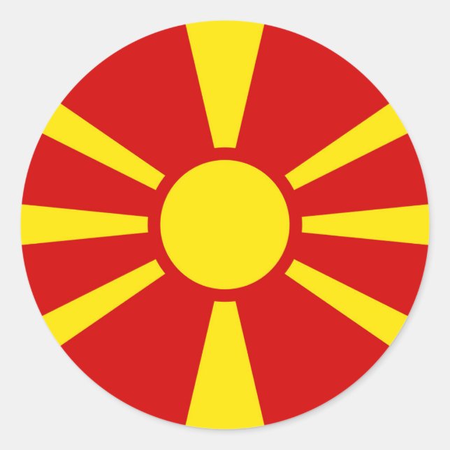 Flagge Nordmakedonien Runder Aufkleber (Vorderseite)